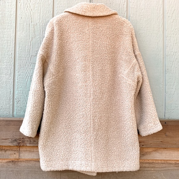 Free People mauve blush pink oversized button down teddy sherpa jacket overcoat - Picture 6 of 16